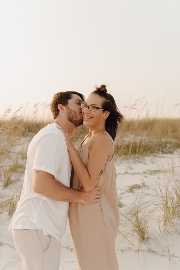 Couple hugging at the beach