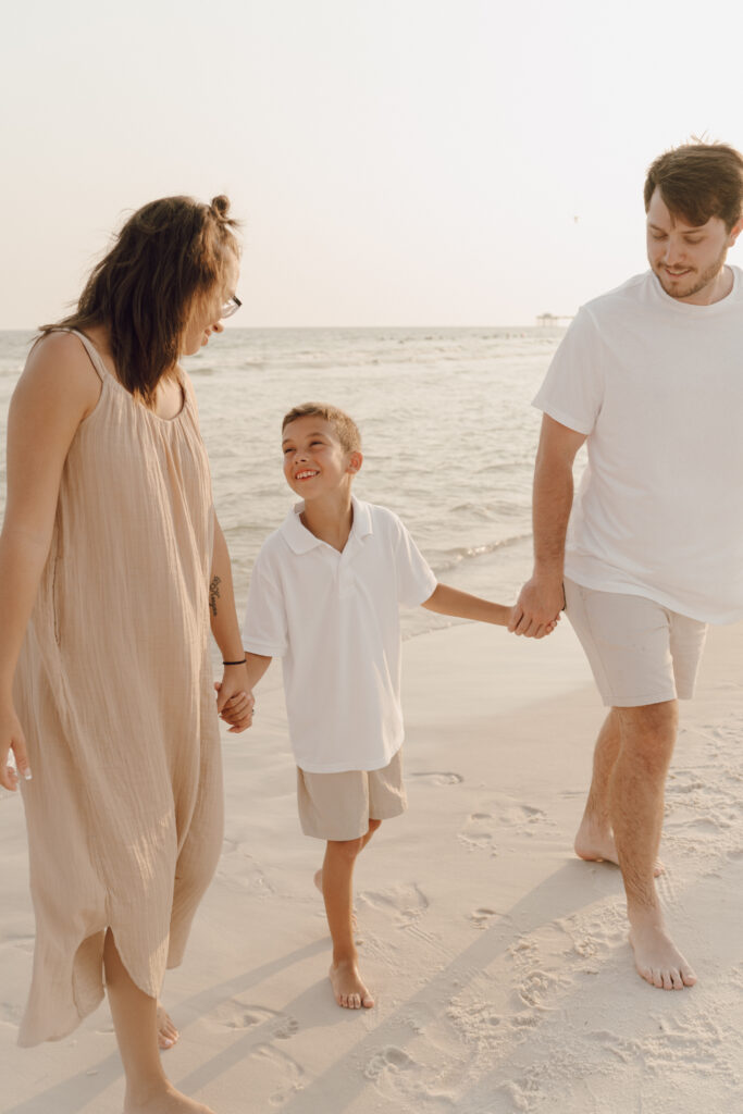 Parents and children playing in the sea