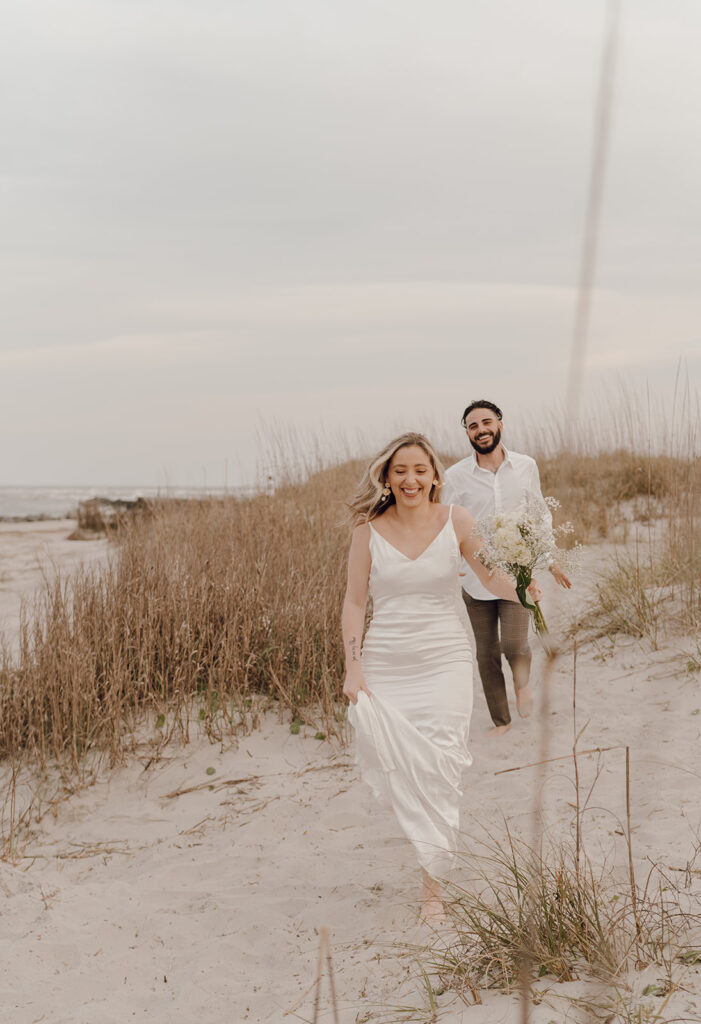 Couple at sunset at Beach elopement 