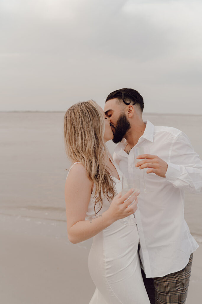Couple at sunset at Beach elopement 