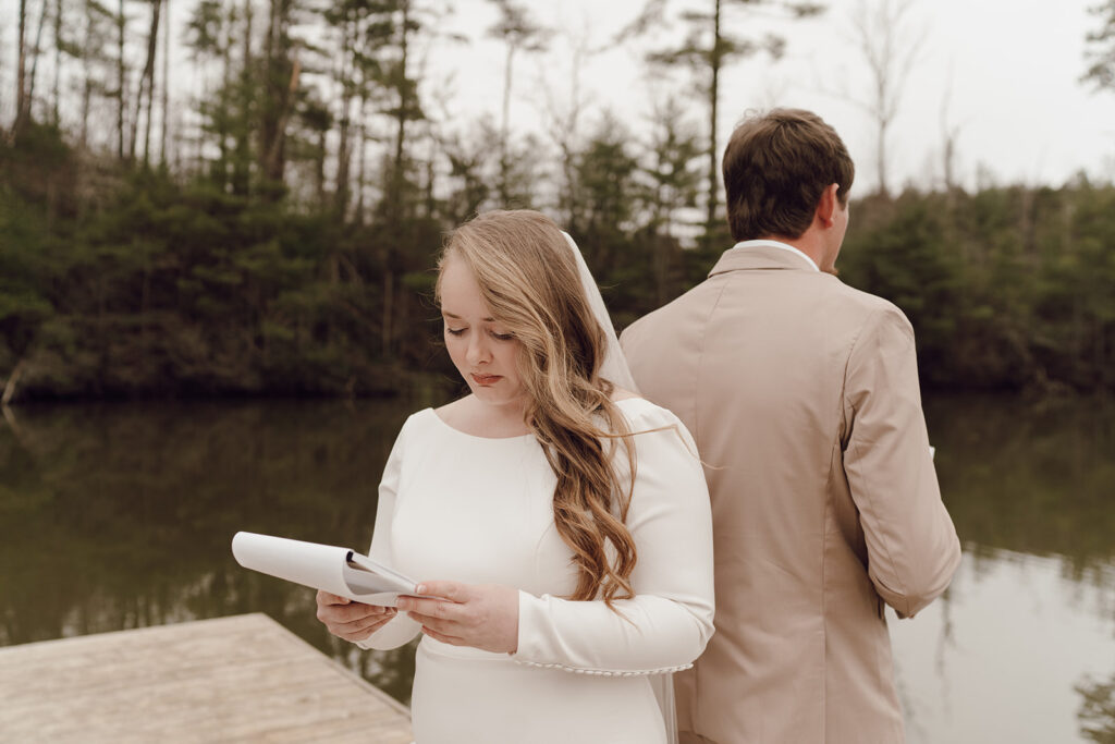 bride and groom sharing vows for destination elopement