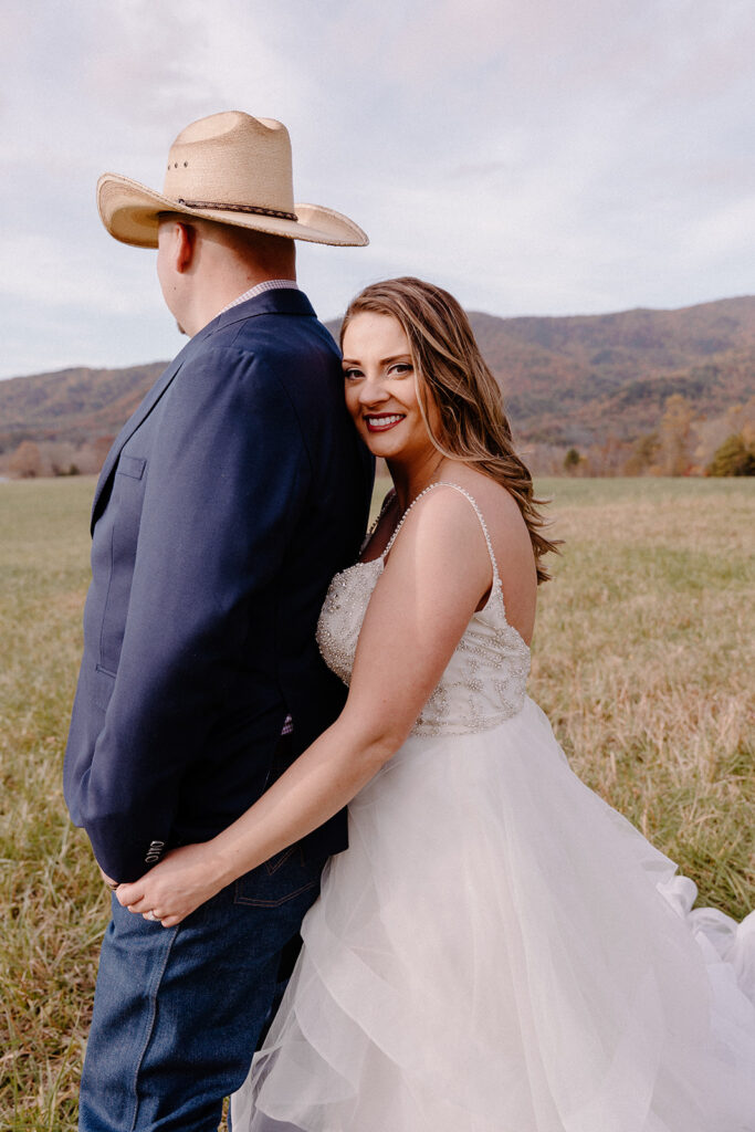 bride and groom portraits outdoors for fall elopement