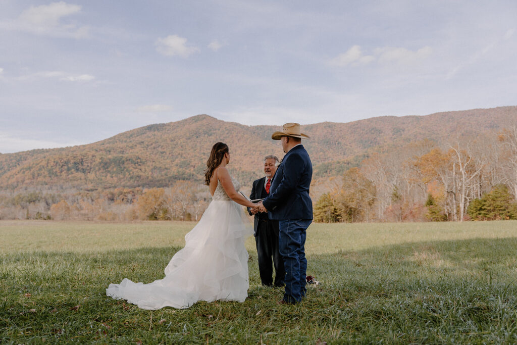 wedding ceremony for great smoky mountains elopement in the fall