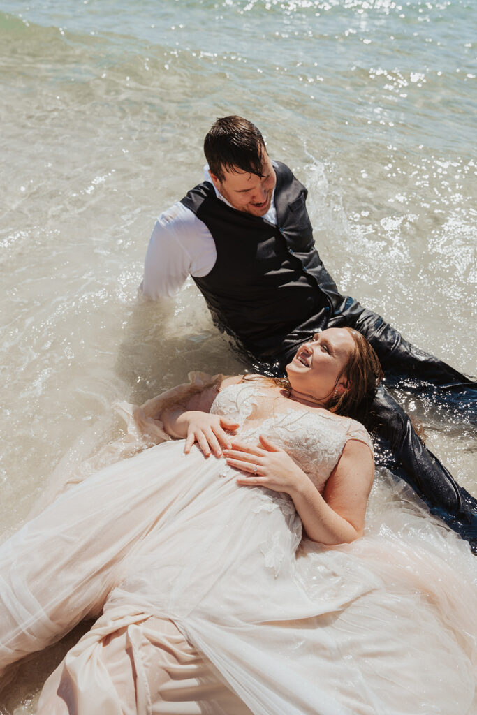 beach wedding photos trash the dress photoshoot