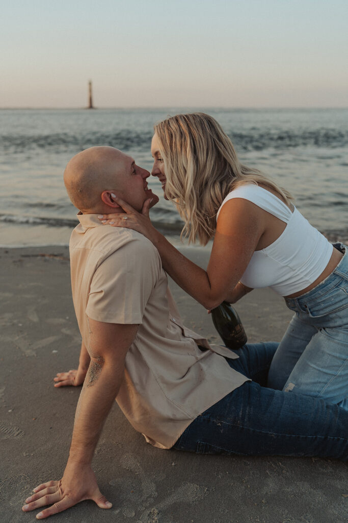 romantic folly beach engagement photos south Carolina photographer