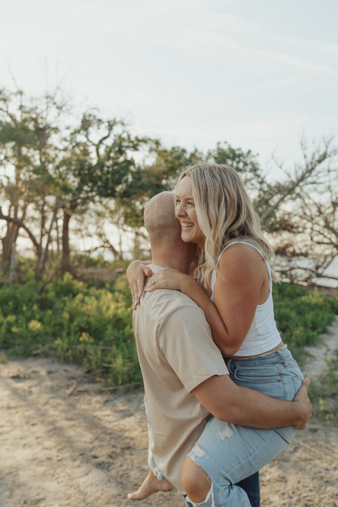 candid and playful engagement photos in Charleston