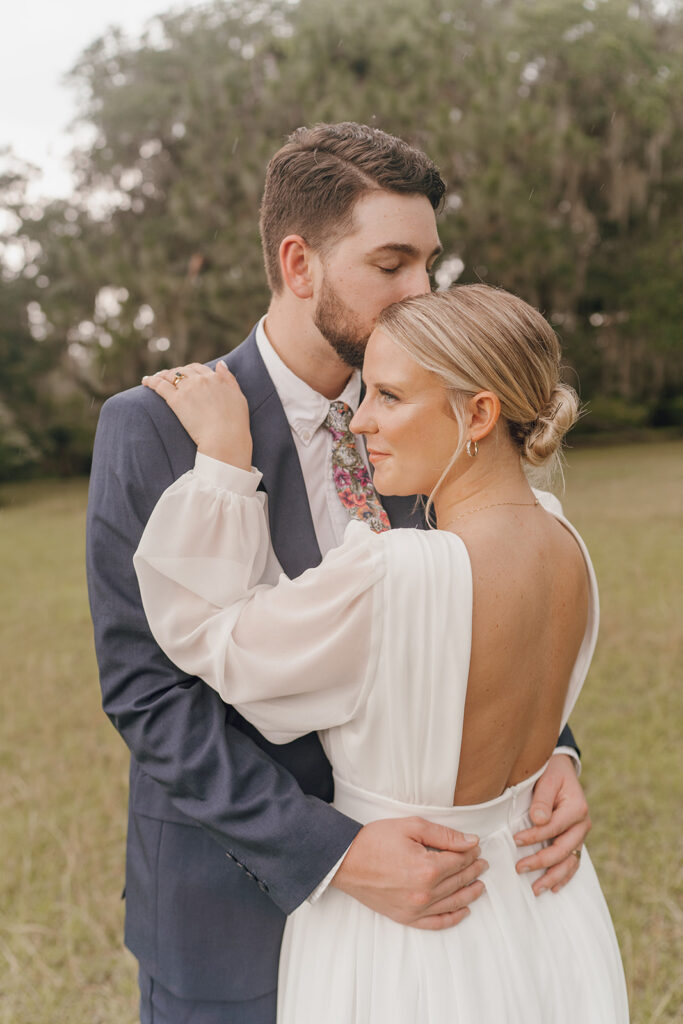 bridal portraits with bride and groom outdoors