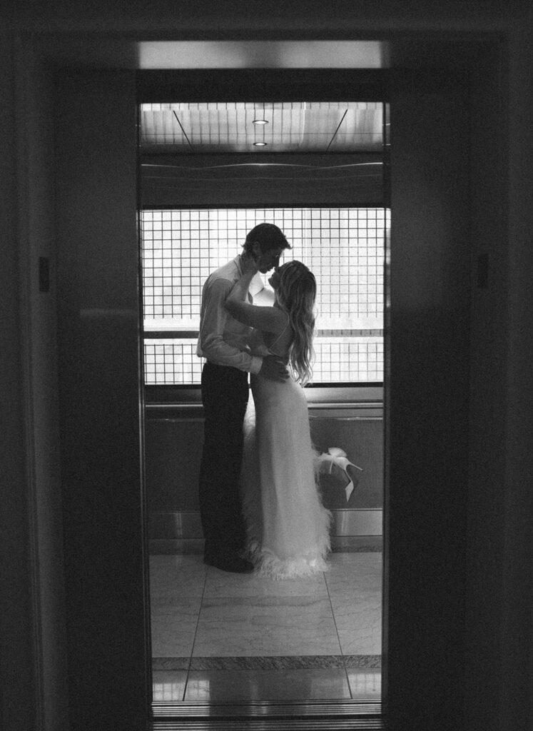 elevator engagement session film inspired engagement photos