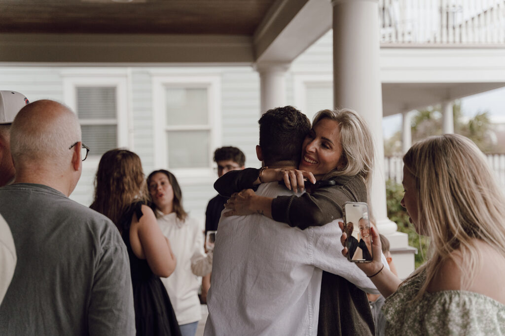 heartfelt engagement party with family in charleston