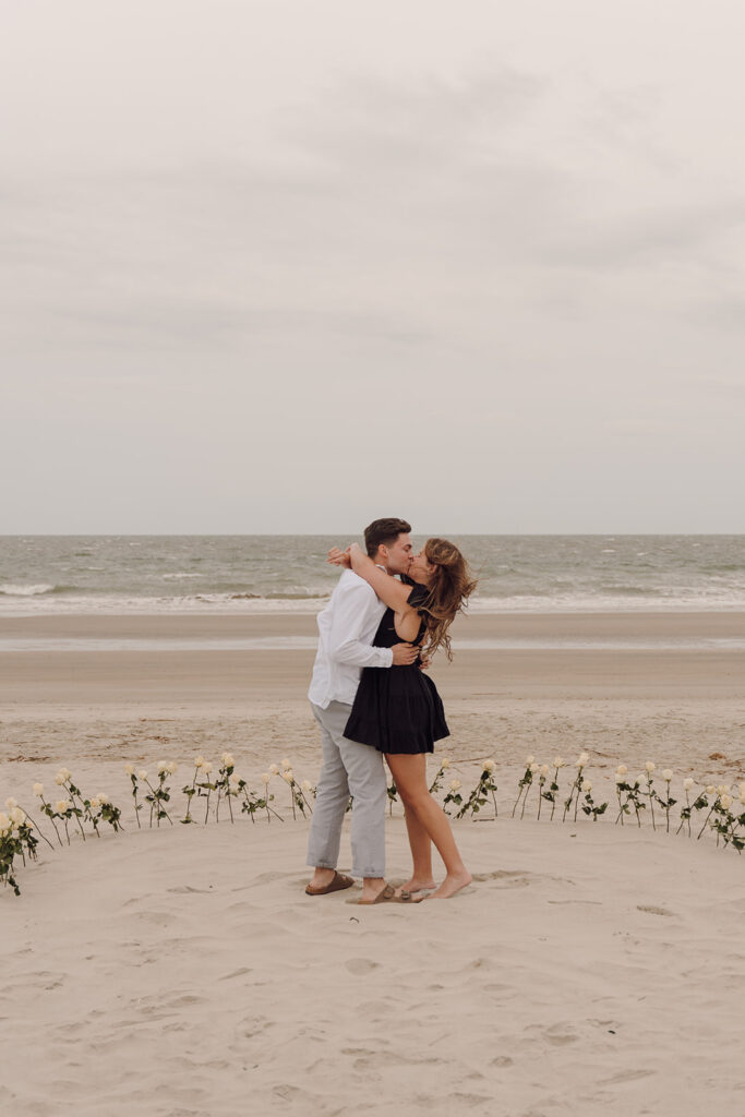 charleston proposal in isle of palms south carolina on the beach with flowers