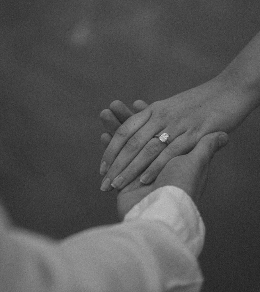 engagement ring photos black and white