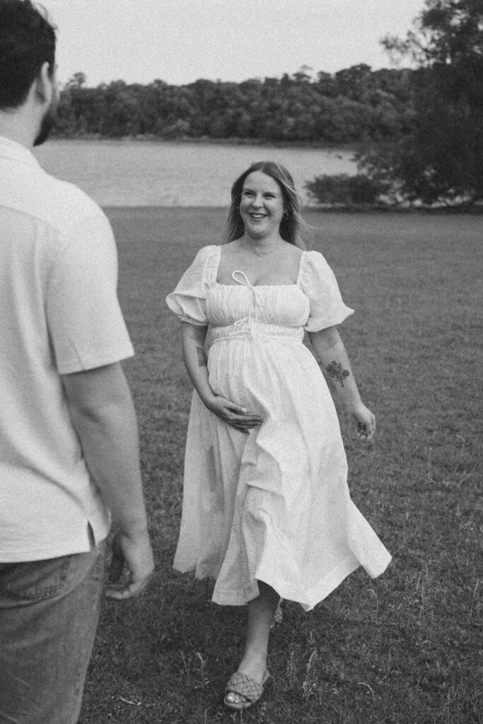 couple smiling and walking