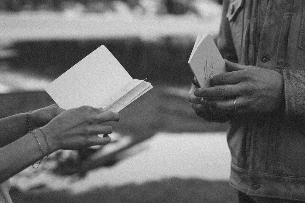 private vows with bride and groom in estes park