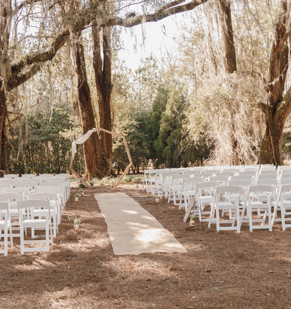 outdoor golden hour wedding ceremony in florida at the homestead barn