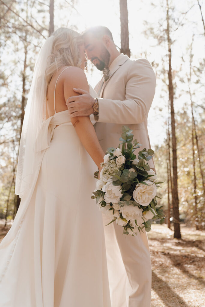 outdoor bridal portraits with bride and groom