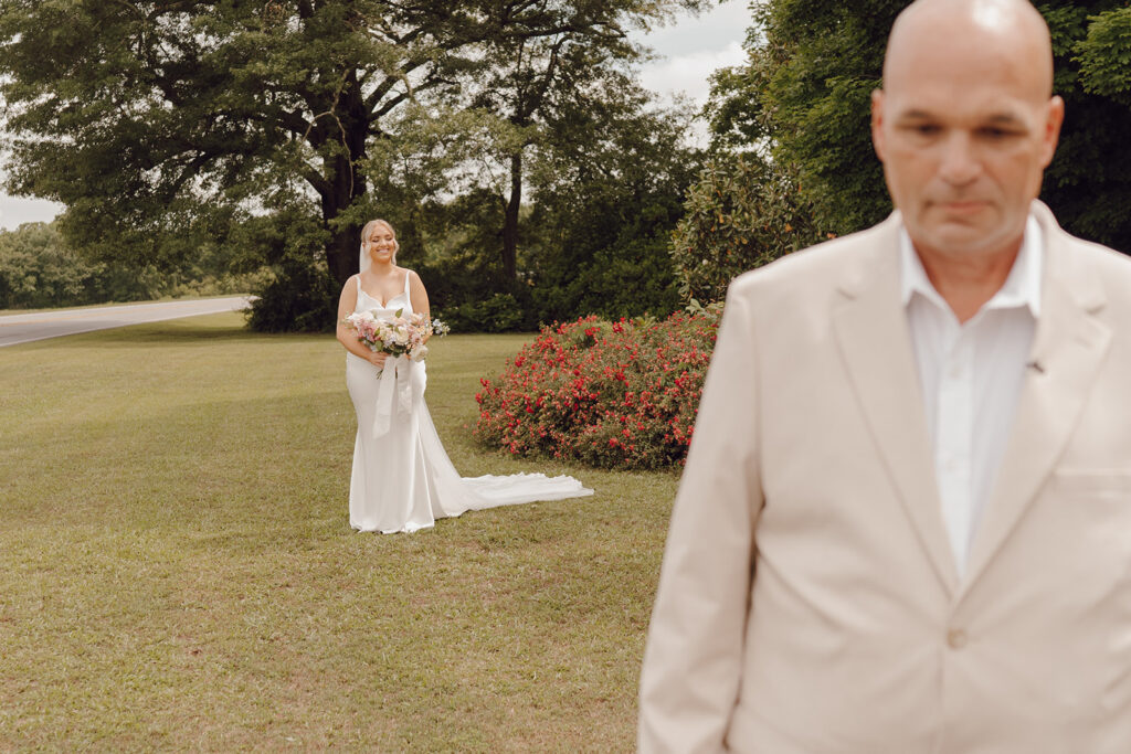 first look with dad spring wedding photos