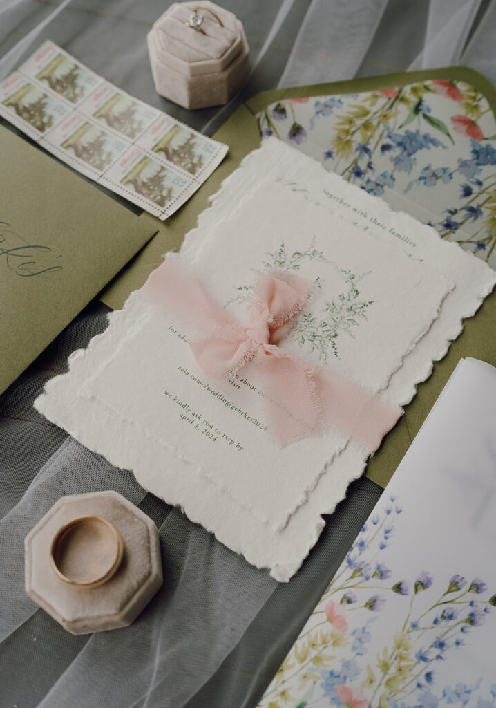 spring wedding details flatlay