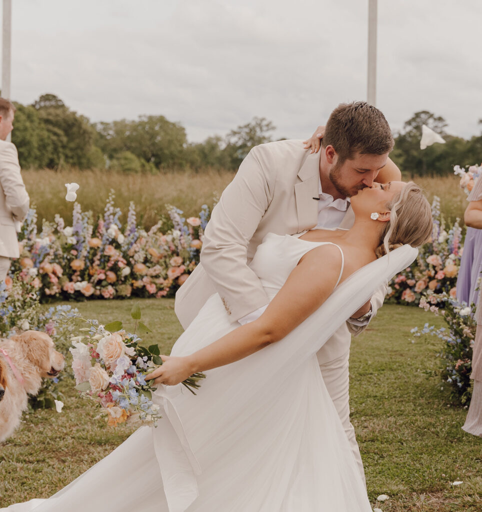 spring wedding photos with bride and groom