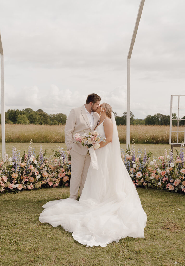 bride and groom kissing georgia spring wedding