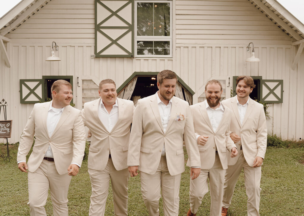 bridal party groomsmen photos spring wedding