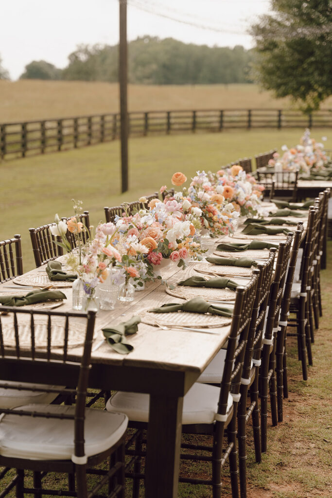 spring wedding reception decor and florals and colors