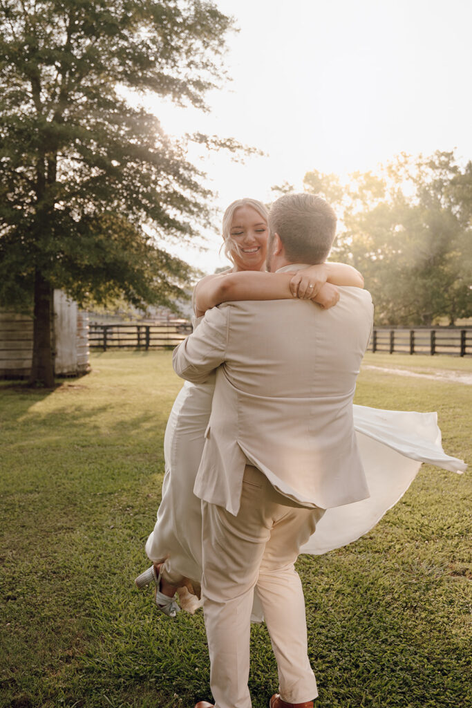 golden hour atlanta wedding photos bride and groom sunset portraits