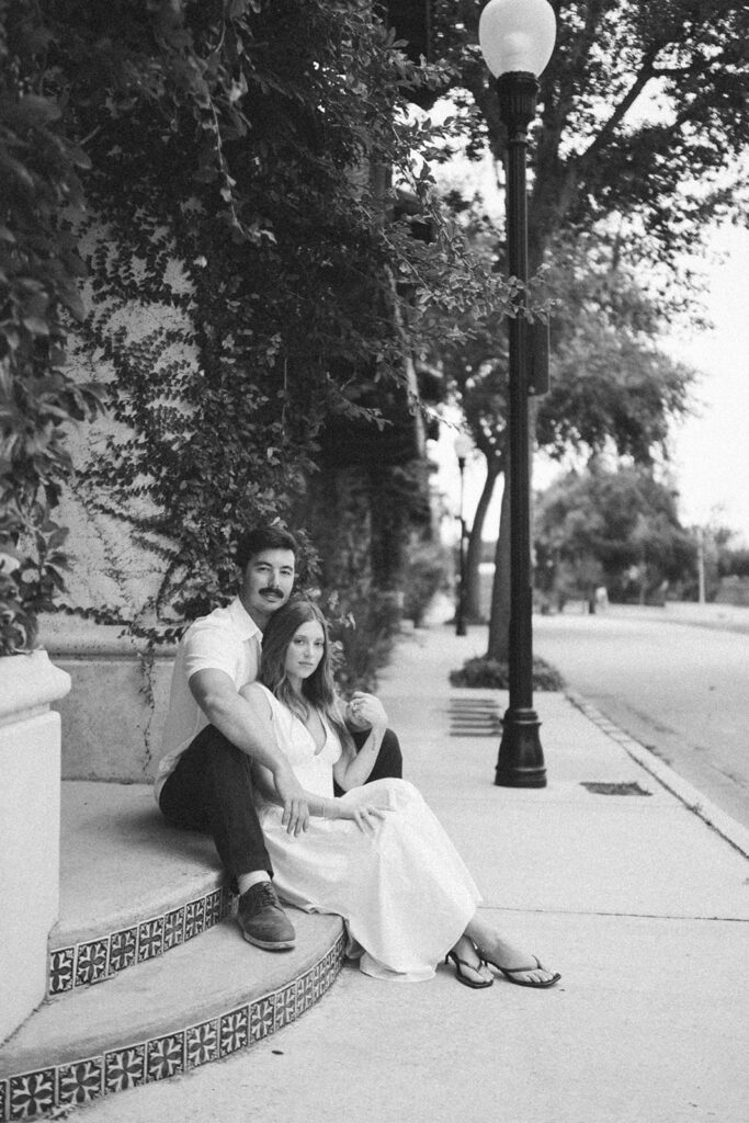 black and white documentary style engagement photos