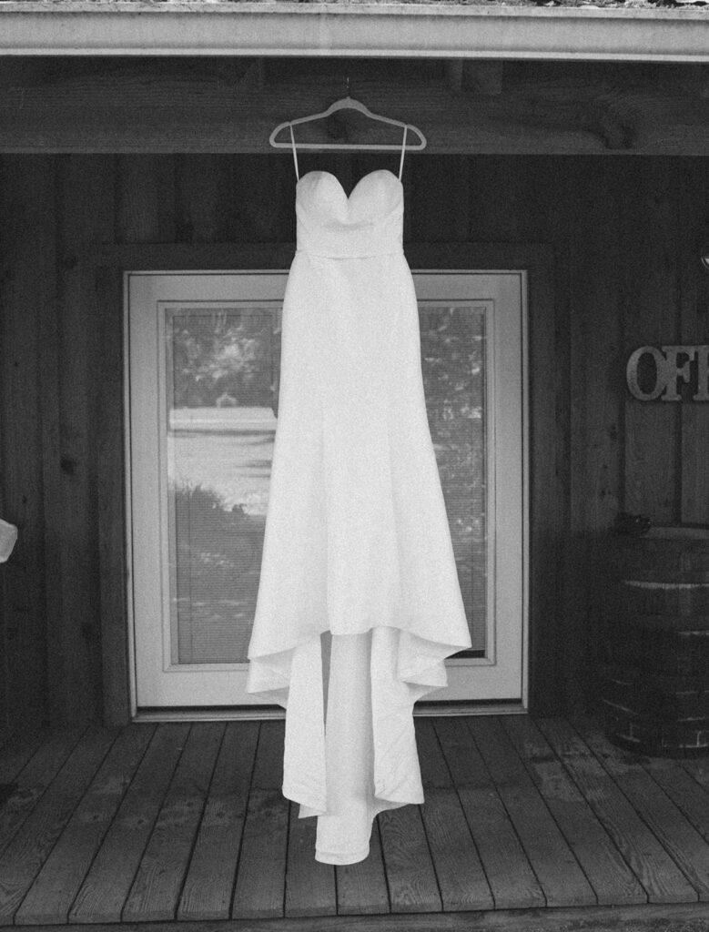 wedding dress hanging photos