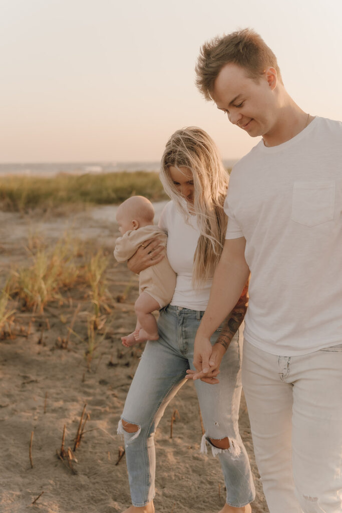 candid newborn photos at the beach in charleston