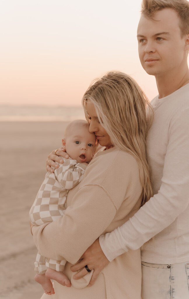 newborn session on the beach folly beach charleston south Carolina