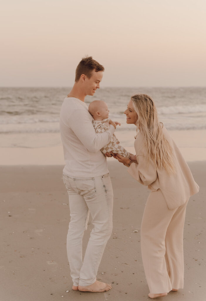 newborn session on the beach folly beach charleston south Carolina