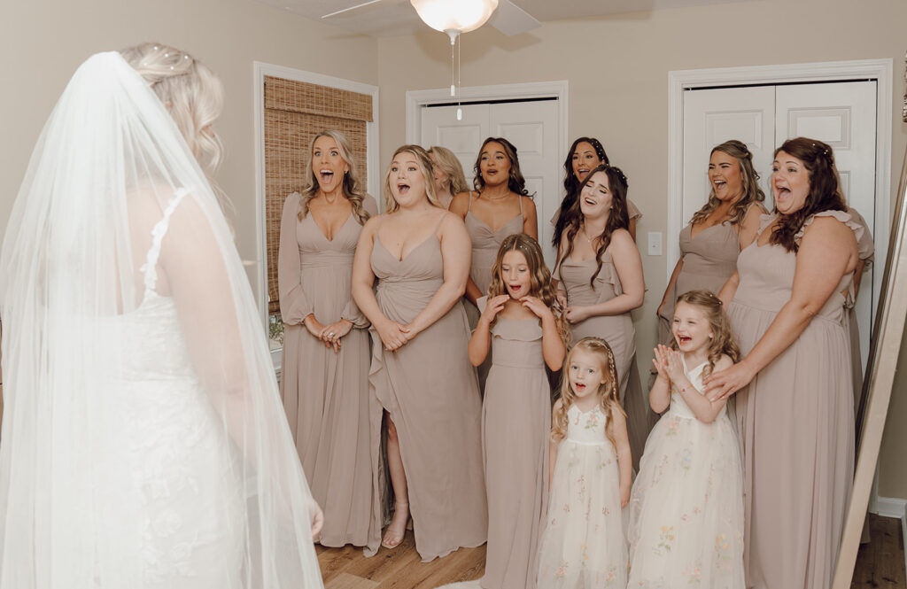 bridesmaids first look reveal