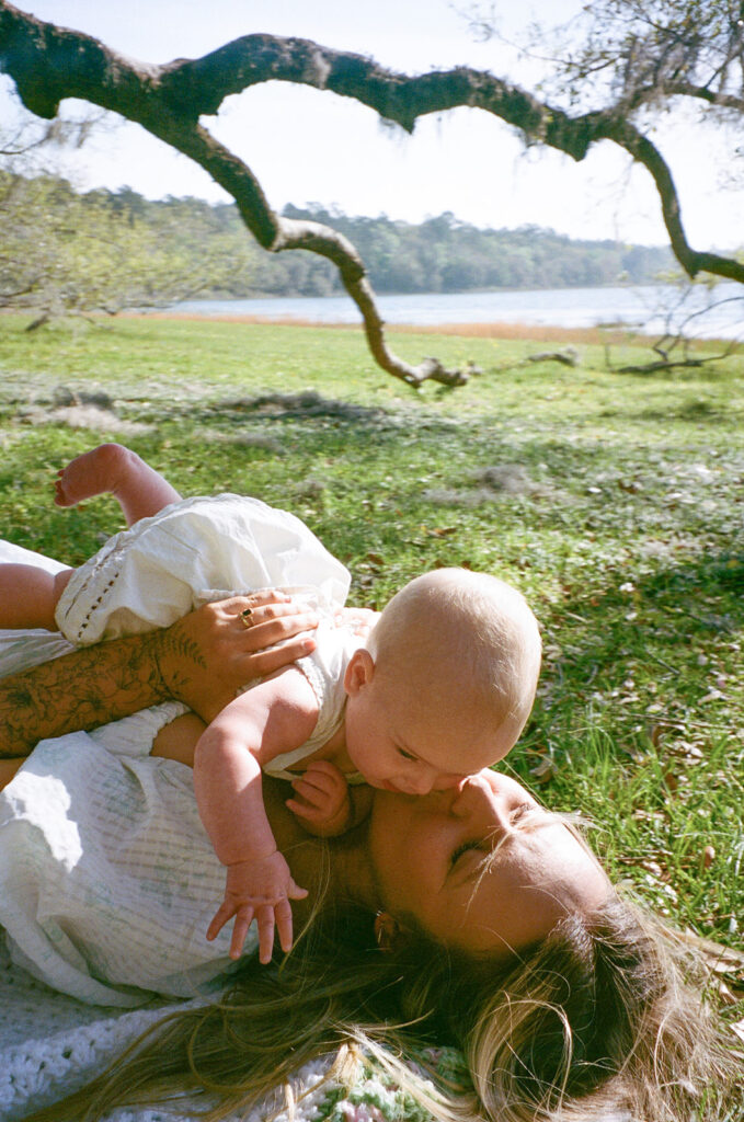 outdoor baby photos on film in Tallahassee