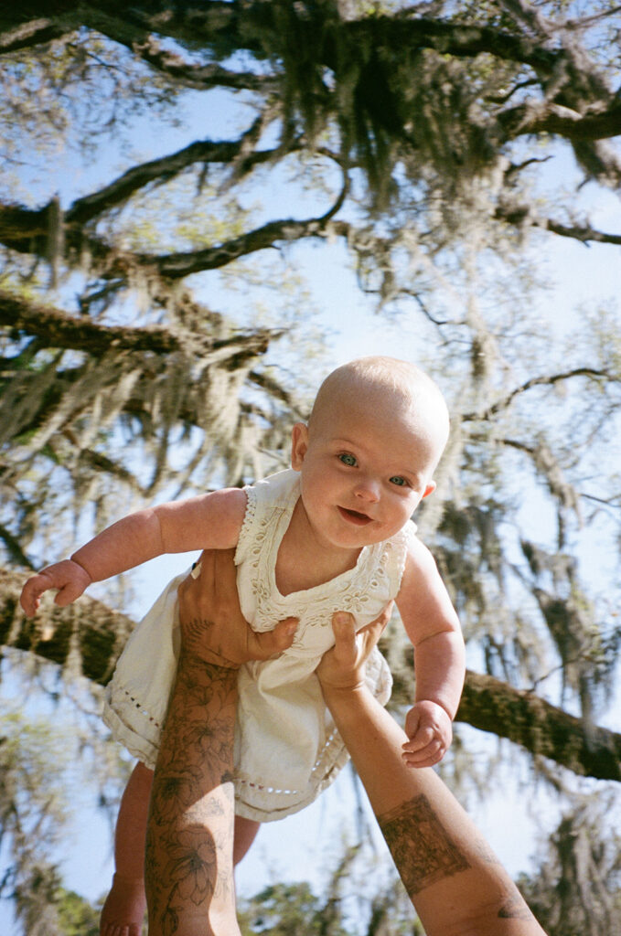 outdoor baby photos on film in Tallahassee