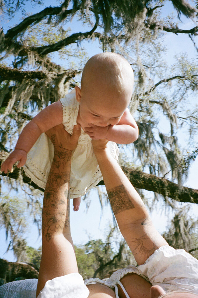 outdoor baby photos on film in Tallahassee