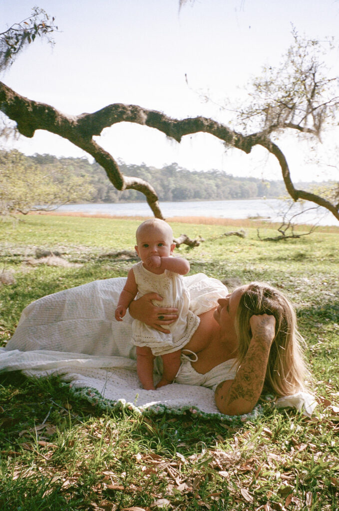 outdoor baby photos on film in Tallahassee