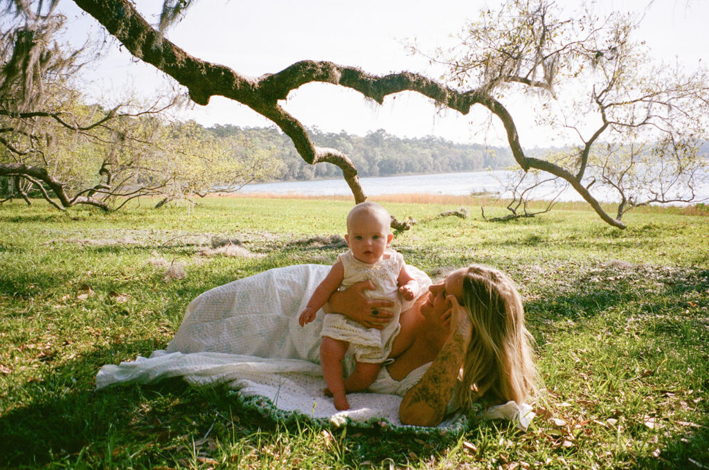 outdoor baby photos on film in Tallahassee