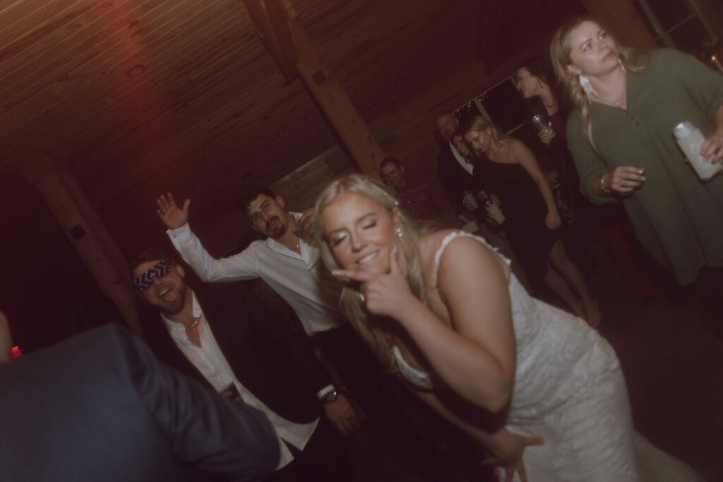 bride and groom dancing during wedding reception