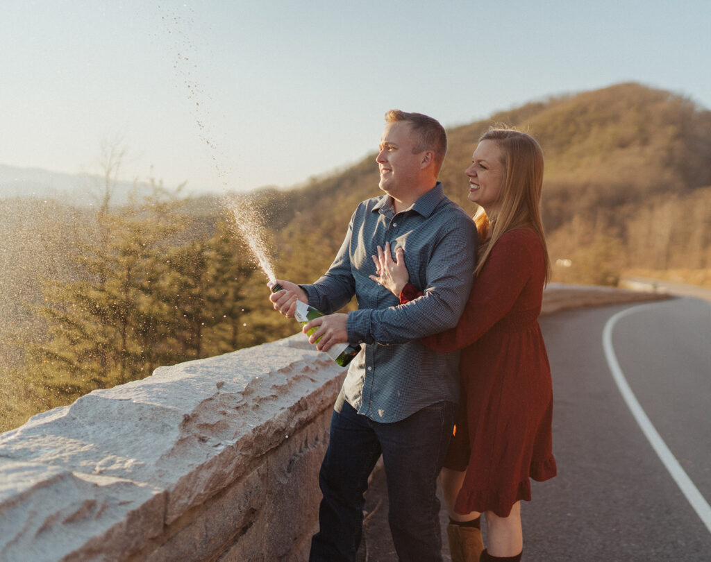 Great Smoky Mountain Engagement Photos in Foothills Parkway