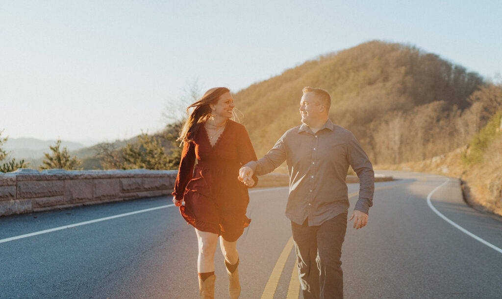 Great Smoky Mountain Engagement Photos in Foothills Parkway