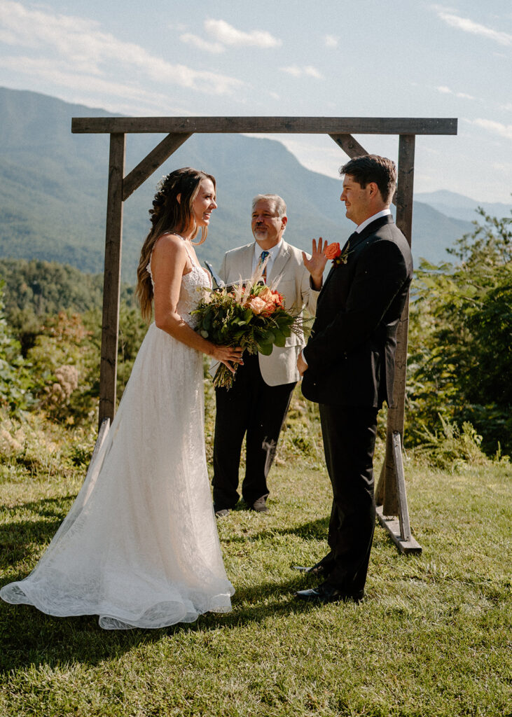 mountaintop wedding in tennessee with smoky mountain views and outdoor ceremony photos