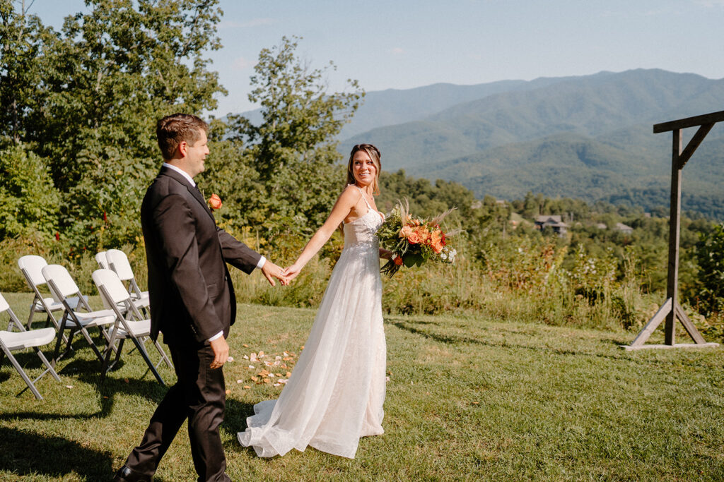 outdoor bride and groom portraits in the blue ridge mountains