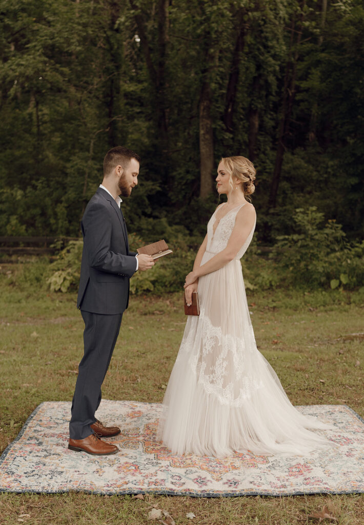 bride and groom wedding photos in the asheville mountains