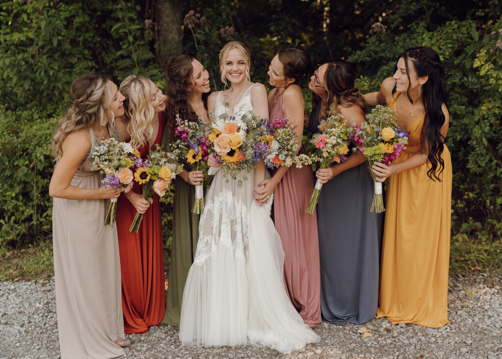 fall wedding colors bridesmaids dresses rustic