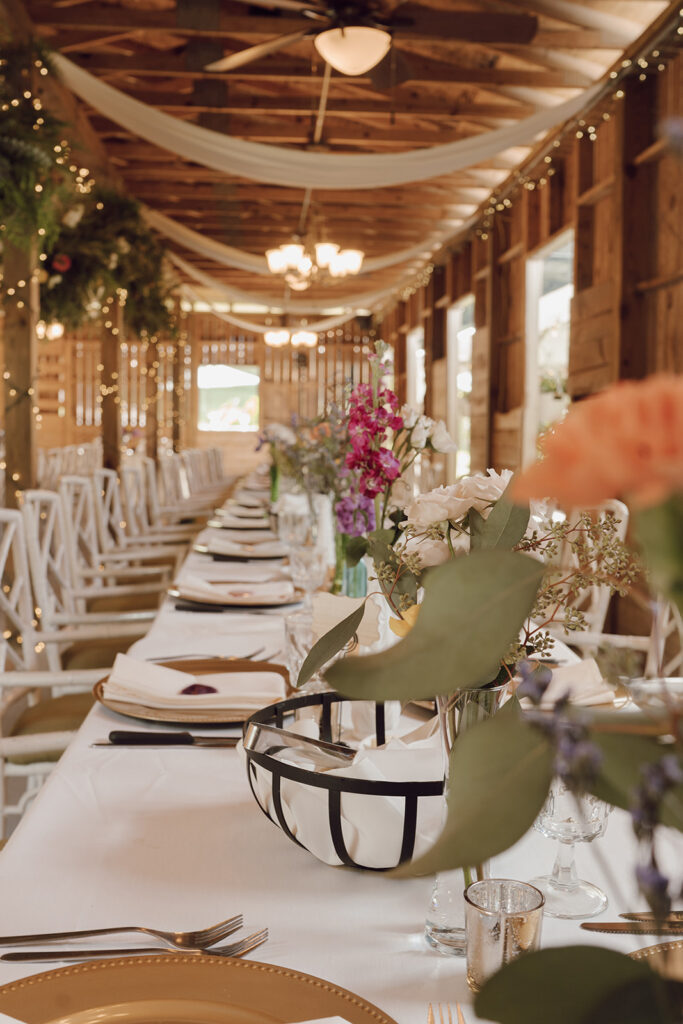 rustic fall wedding reception space