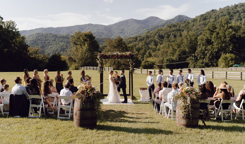 outdoor mountain wedding ceremony in asheville north carolina