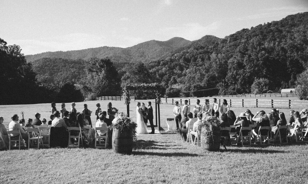 outdoor mountain wedding ceremony in asheville north carolina