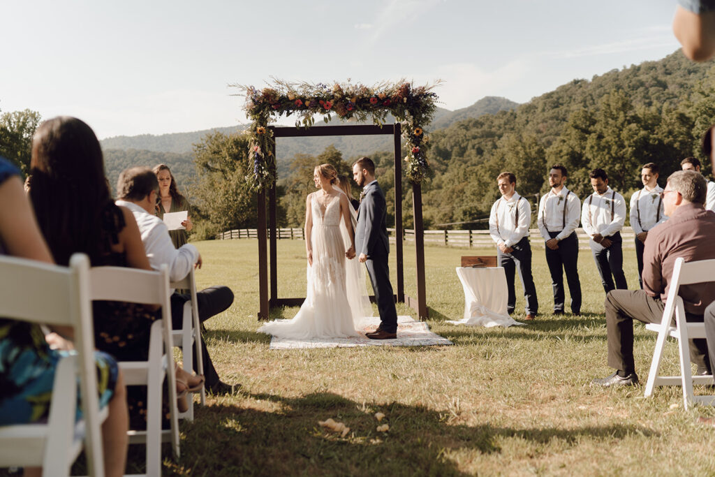 outdoor mountain wedding ceremony in asheville north carolina