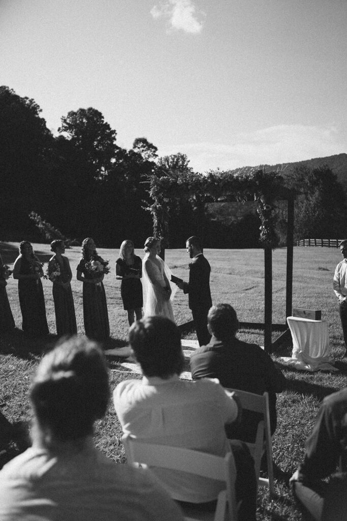 outdoor mountain wedding ceremony in asheville north carolina