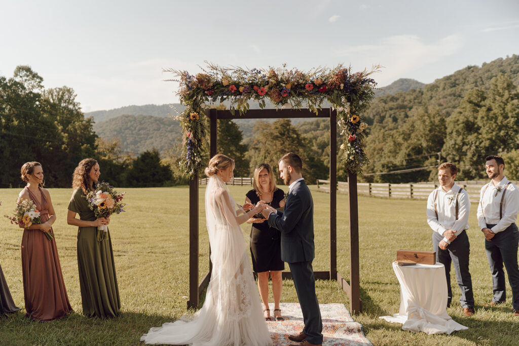 outdoor mountain wedding ceremony in asheville north carolina